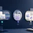 Profesional revisando un dashboard abstracto con datos agrupados y protegidos
